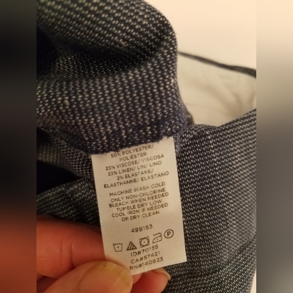 LOFT Petites Marisa Trouser Blue Linen Blend Pants Size 12P - Picture 13 of 15